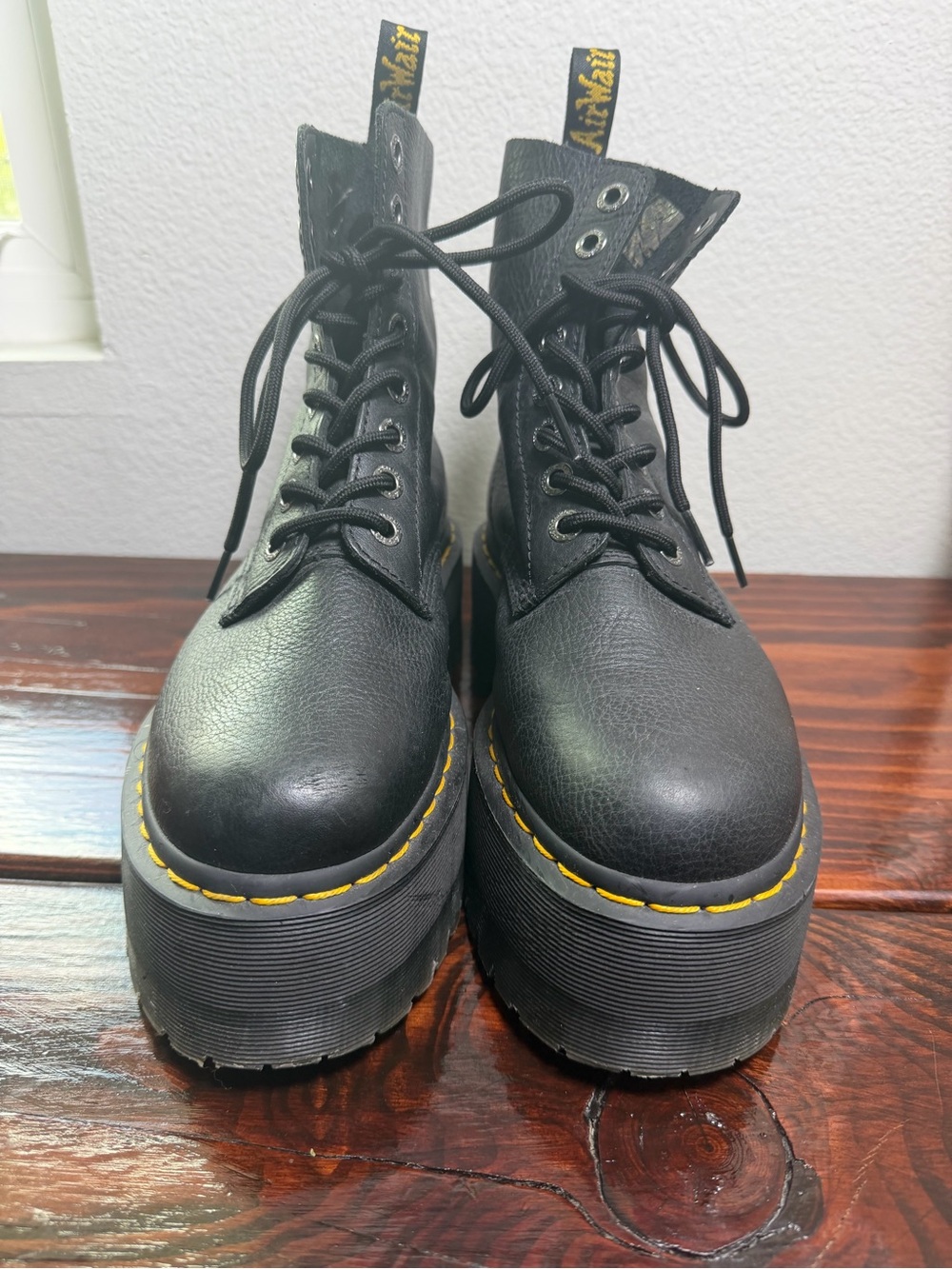 Dr. Martens 1460 MAX LEATHER PLATFORM BOOTS in Black Pisa Size 9 - Picture 5 of 12